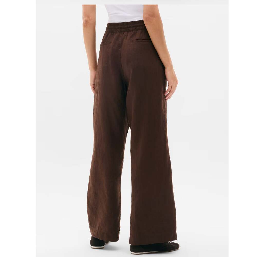 Athleta Retreat Linen High Rise Wide Leg Brown Pants NWT Size M - Picture 2 of 6